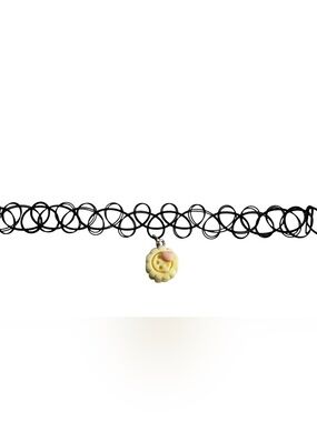 (3 for $10) Black Tattoo Choker Necklace with Yellow Heart Cookie Charm